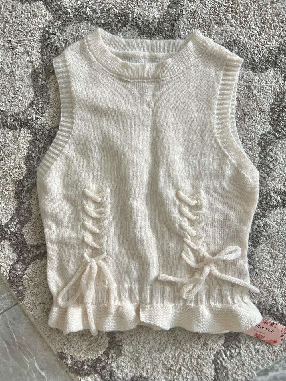 Ivory Lace-Up Sweater Vest | Size Small